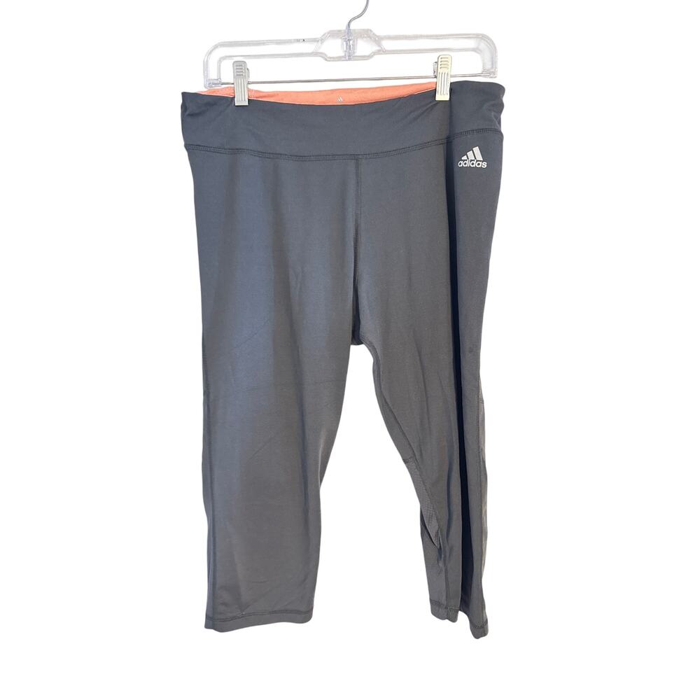 Adidas Gray & Peach Athletic Crop Leggings Workout Pants Woman Size L